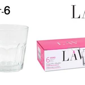 (ARA218F) SET 6 VASOS AGUA 200cc "ARAS"