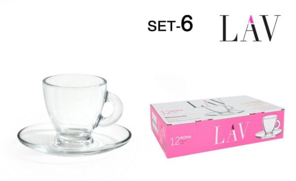 (ROMAS5) SET DE 6 TAZAS 225 CC CON PLATO CAPUCCINO