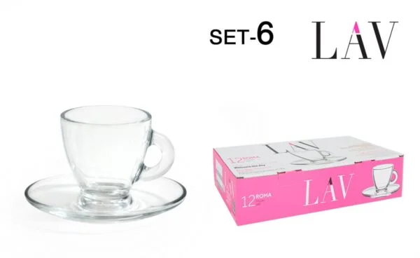 (ROMAS5) SET DE 6 TAZAS 225 CC CON PLATO CAPUCCINO