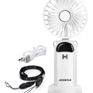 Mini Ventilador de Mano de 3 aspas, 4w, 5 velocidades, blanco con carga de USB, portátil