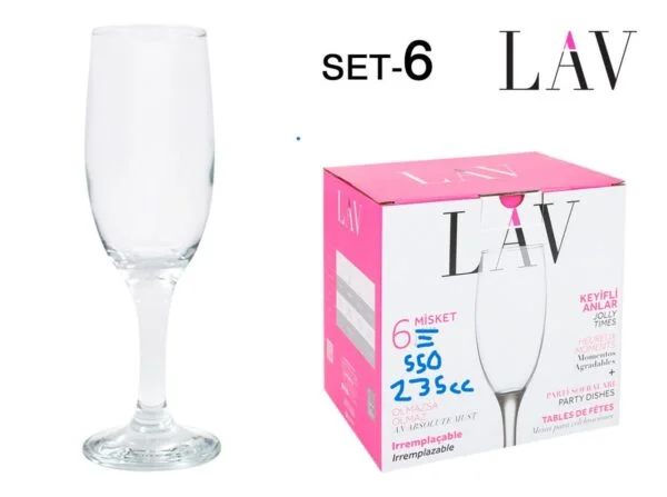 (MIS550F) SET 6 COPAS CHAMPAGNE 235cc