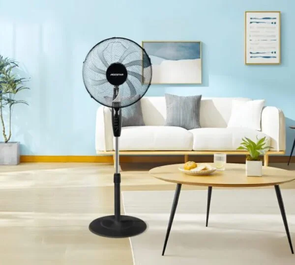 Ventilador de pie mecánico de 10 aspas plástico duro negro - Imagen 4