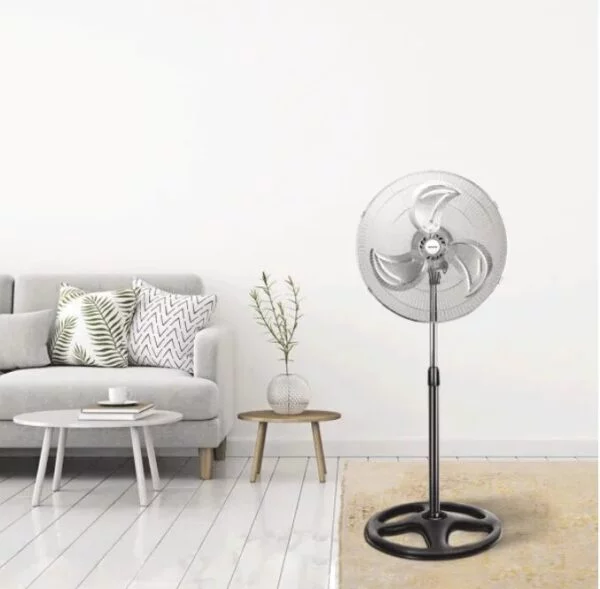 Ventilador de pie 55w plástico y metal color negro plata 3 aspas - Imagen 2