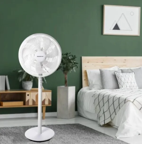 Ventilador de pie mecánico de 7 aspas, 45w, blanco, 3 velocidades y de plástico duro - Imagen 3