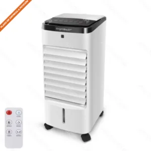 Enfriador de aire 3.5L con mando a distancia, temporizador de tiempo, viento frio, 3 velocidades, blanco y negro