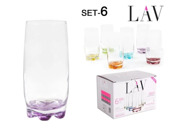 (ADR25 PT068FC) SET 6 VASOS REFRESCO 370cc CORAL ADORA
