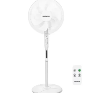 Ventilador de pie de 7 aspas con mando a distancia 60w plástico duro blanco