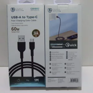 CABLE DE CARGA RÁPIDA 1M USB A TIPO-C 3A 60W NEGRO