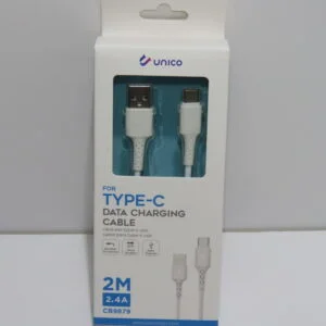 CABLE DE CARGA USB A TIPO-C 2M BLANCO CARGA RAPIDA 2.4A