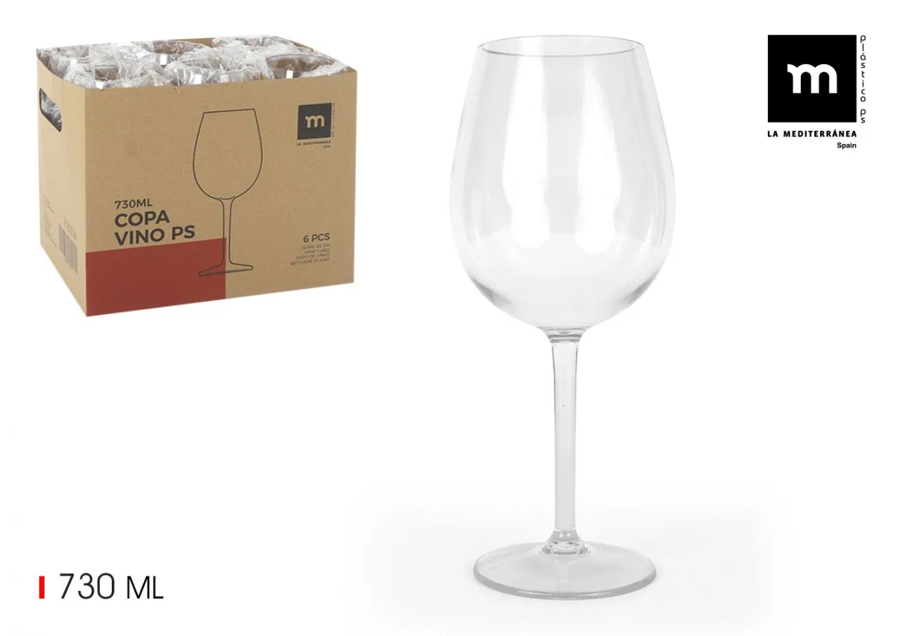 SET DE 6 COPAS DE VINO 730 ML "MELAMINA"
