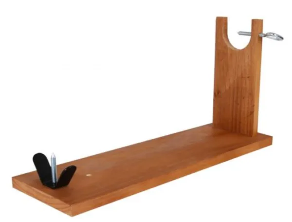 JAMONERO DE MADERA CON 2 AGUJEROS 47,5X15,5X23 CM "QUTIN"