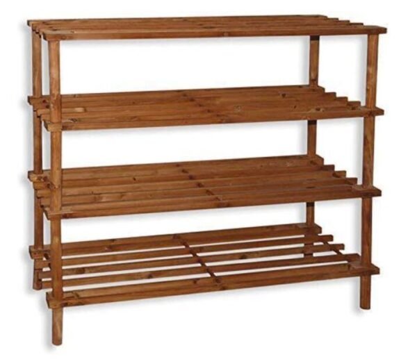 ZAPATERO DE MADERA 4 ALTURAS 74X26X67CM COLOR CAOBA "HERSIG" - Imagen 2