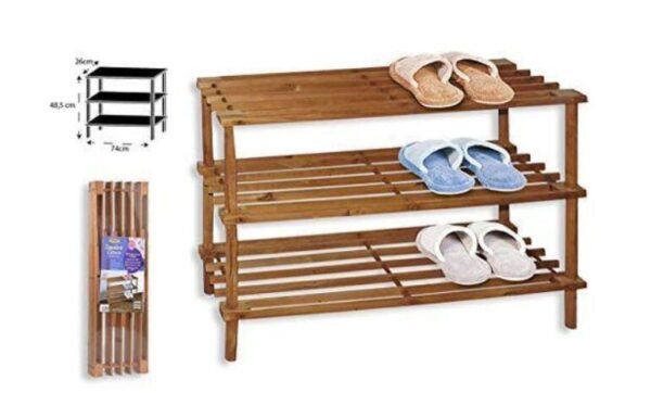 ZAPATERO DE MADERA 3 ALTURAS  74X26X48,5CM COLOR CAOBAB "HERSIG"