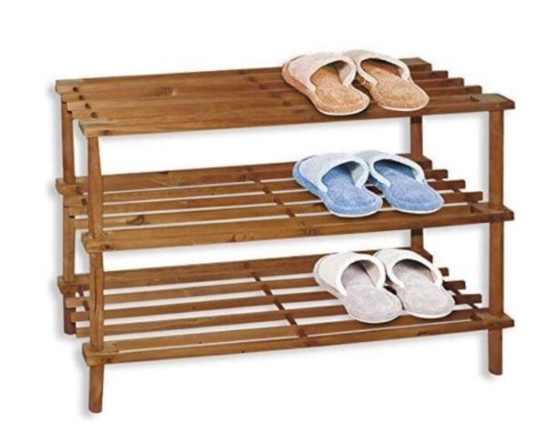 ZAPATERO DE MADERA 3 ALTURAS  74X26X48,5CM COLOR CAOBAB "HERSIG" - Imagen 2