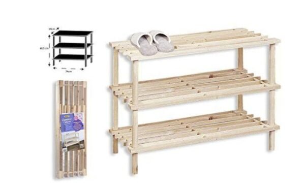ZAPATERO DE MADERA 3 ALTURAS  74X26X48,5CM "HERSIG"