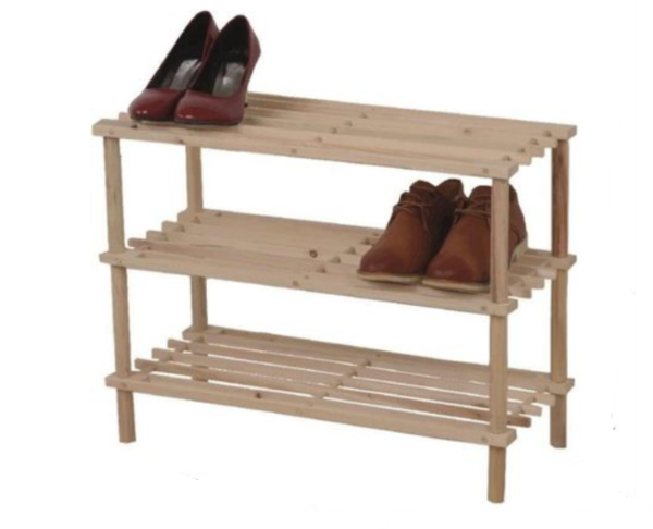 ZAPATERO DE MADERA COLOR CAOBA 3 ALTURAS 63,5X26,5X40CM "ALLPER"